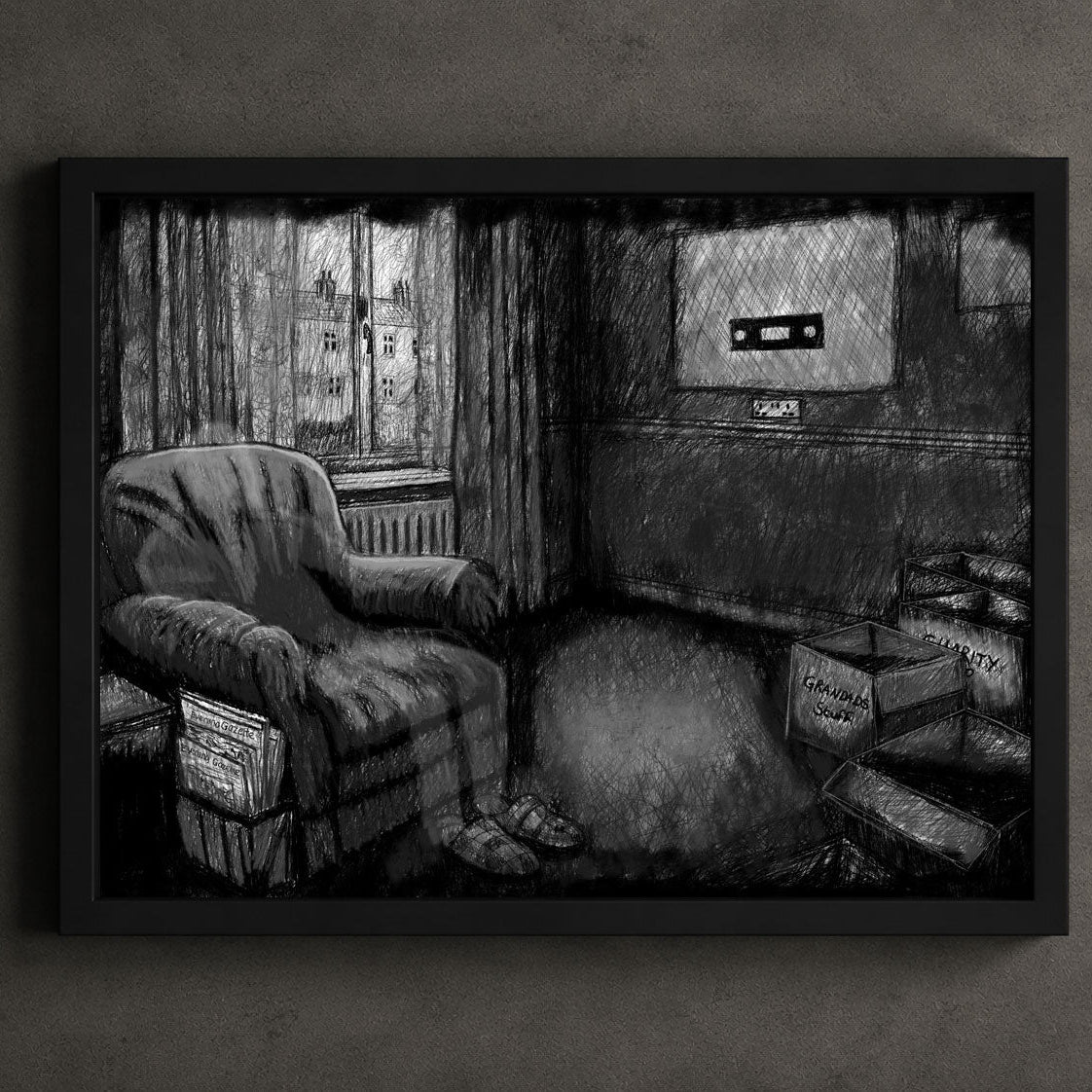 Loss fine art print by Heatdeath from the Echoes Collection featuring an atmospheric gothic illustration inspired by memory, grief and alternative contemporary art.
