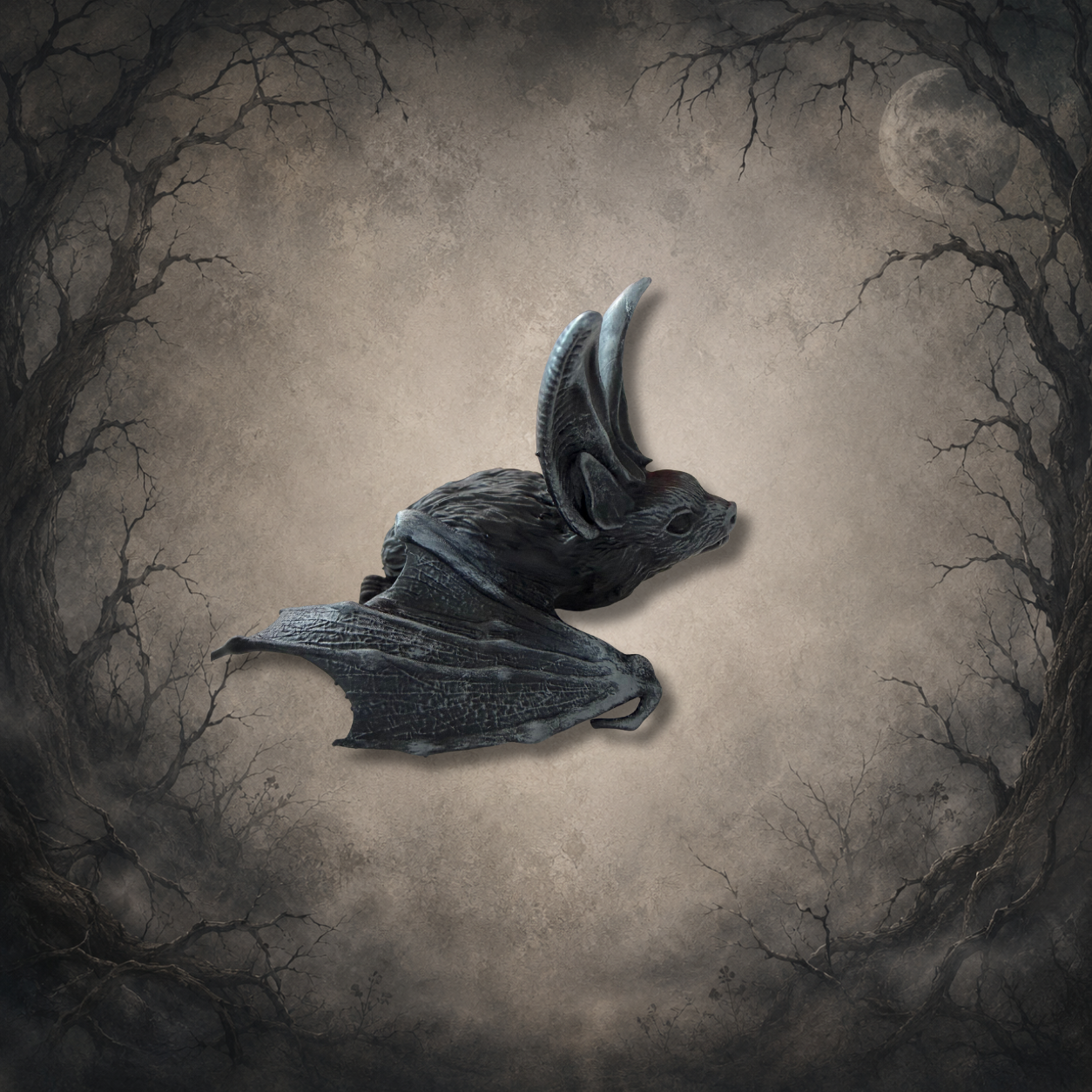 Cute gothic resin bat figurine for shelves, desks and curio cabinets.