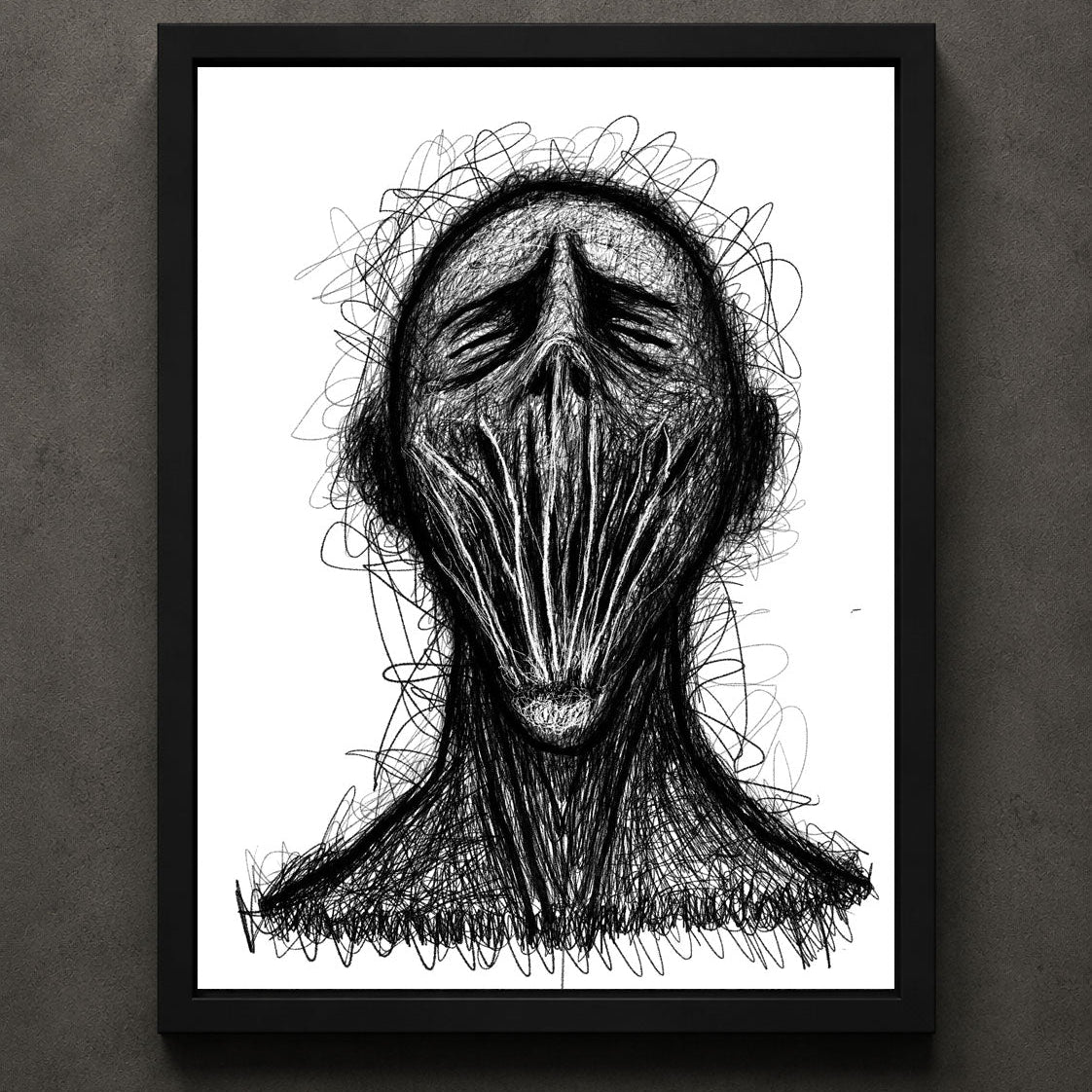 Unheard art print by Heatdeath from the Inner Landscapes Collection featuring a surreal contemporary illustration exploring silence and emotion for alternative wall décor.